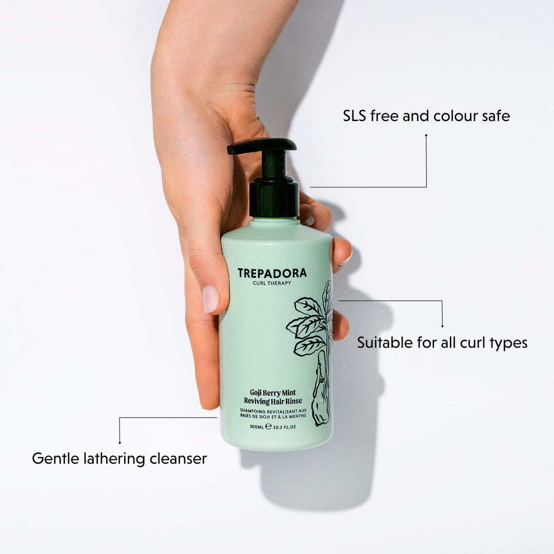 Goji Berry Mint Reviving Hair Rinse 300ml, curly hair cleanser
